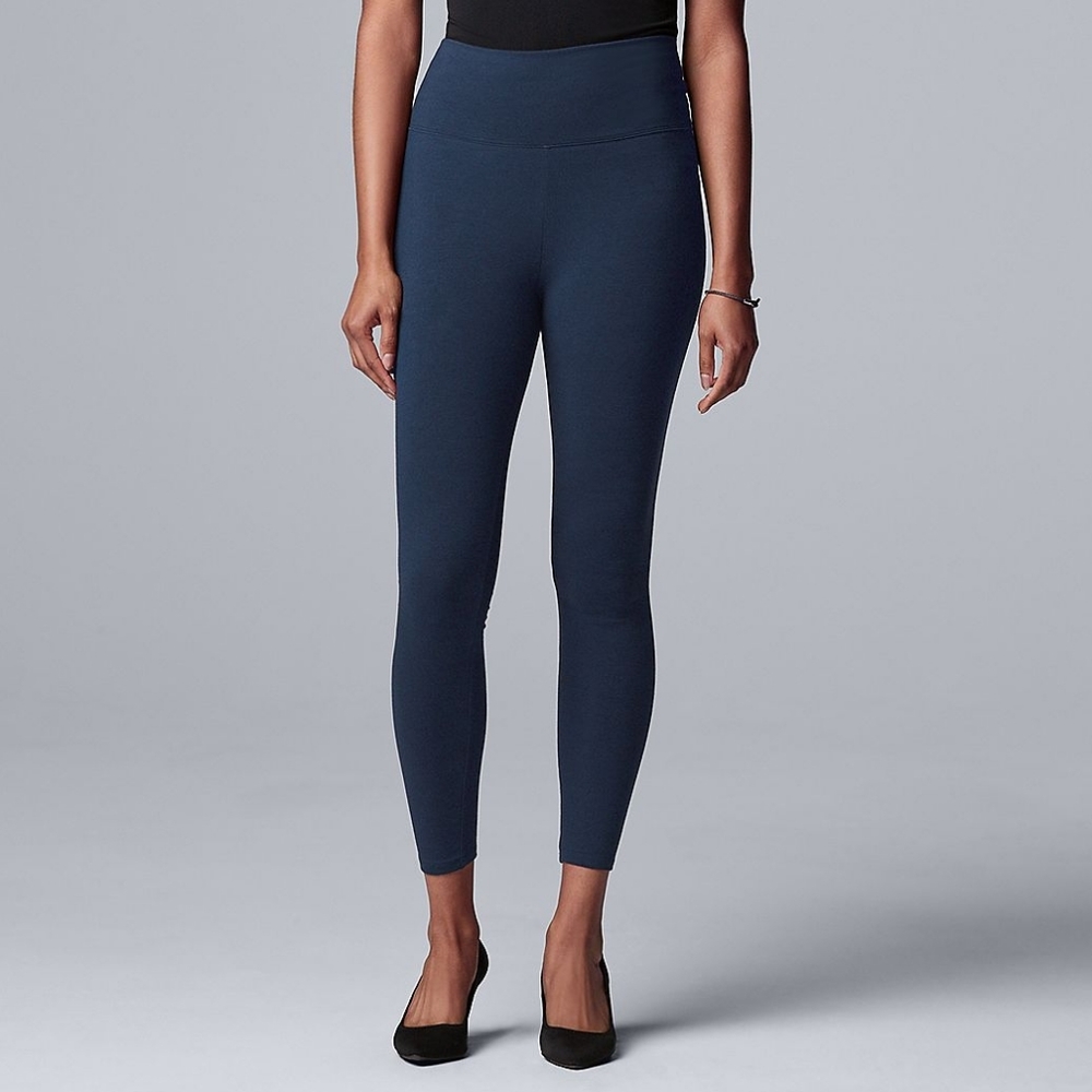 Simply Vera Vera Wang High Rise Live-In Heavyweight Cotton Navy Blue Legging NWT
